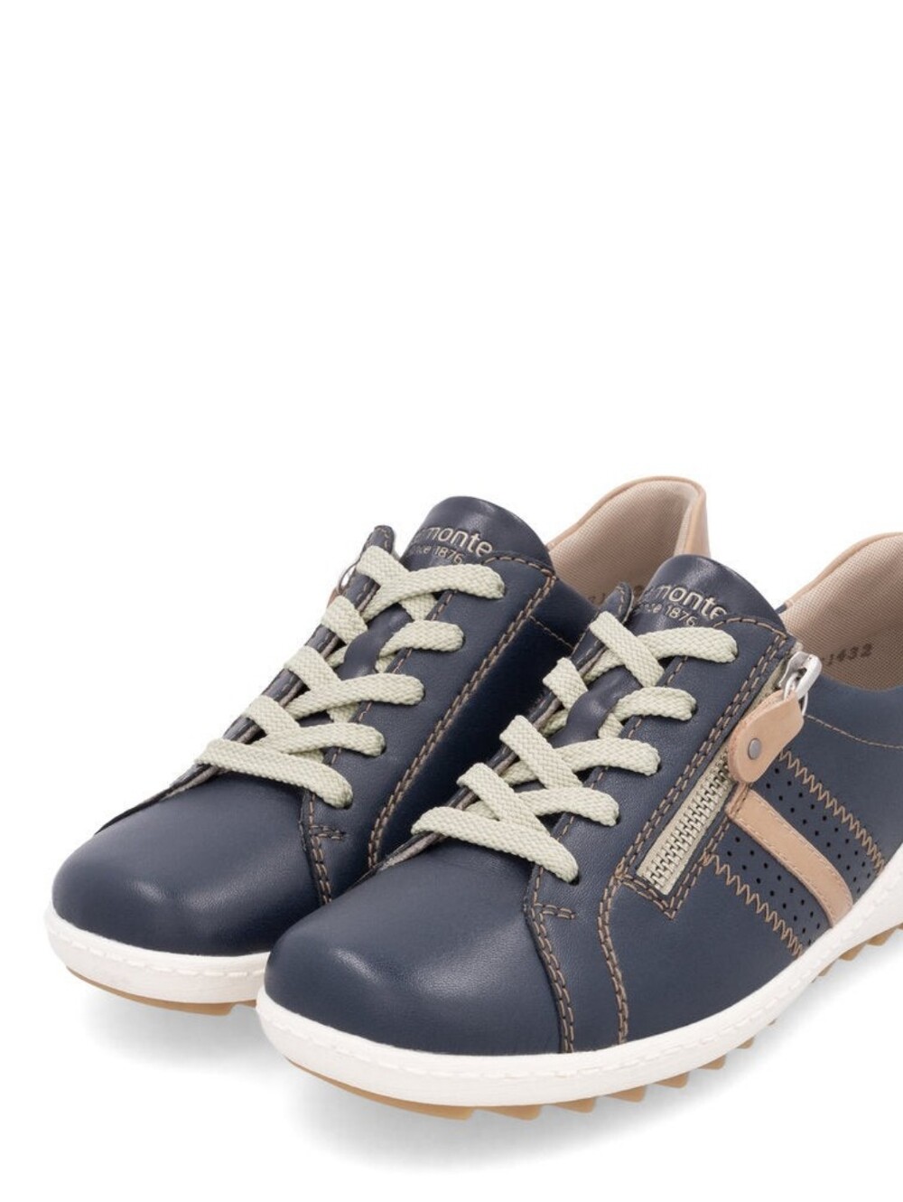 Remonte Ladies R1432 Active Shoes Leather Blue And Beige Size 36 = 5.5 US Laces